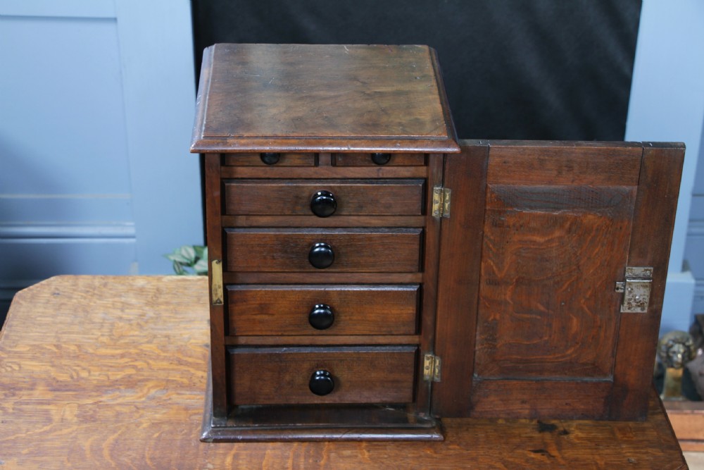 Small Antique 19th Century Walnut & Oak Spice Cabinet View XI