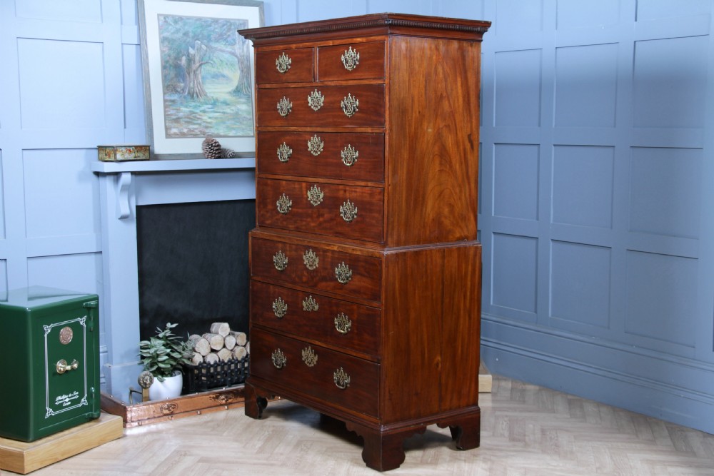 Antique George III Georgian Mahogany Chest on Chest 8 Drawers With Key C1770 View XX