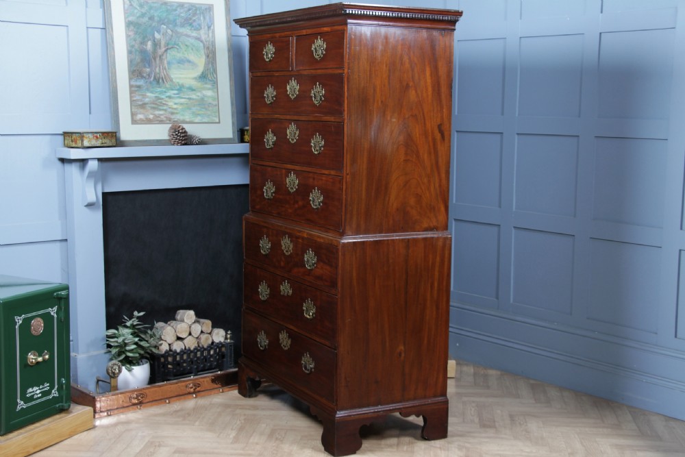 Antique George III Georgian Mahogany Chest on Chest 8 Drawers With Key C1770 View XXII