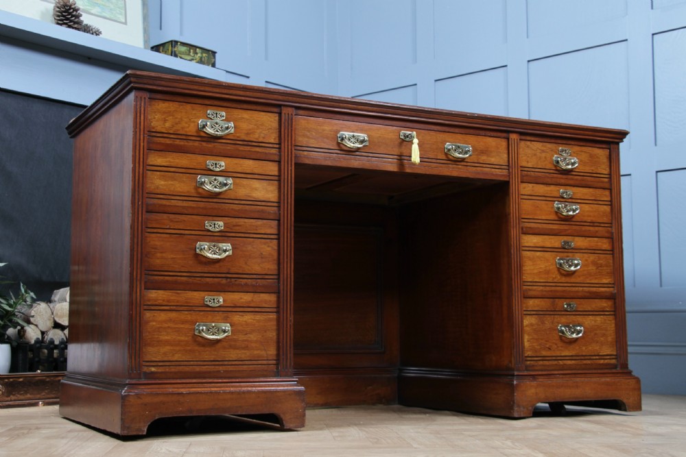 Antique Late Victorian Twin Pedestal Walnut Clerk's Desk C1880 View VII