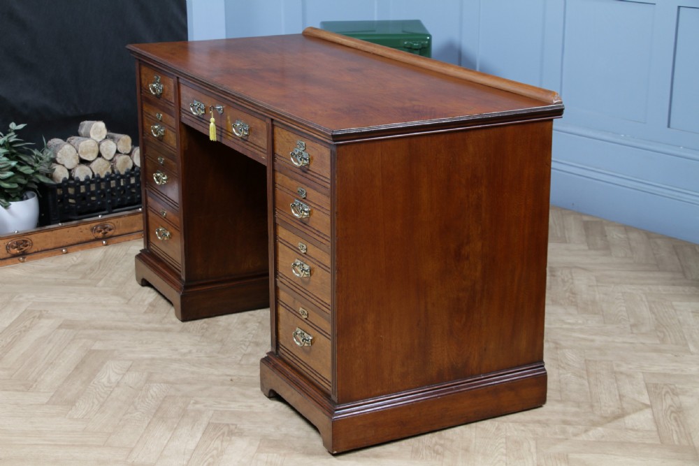 Antique Late Victorian Twin Pedestal Walnut Clerk's Desk C1880 View XI