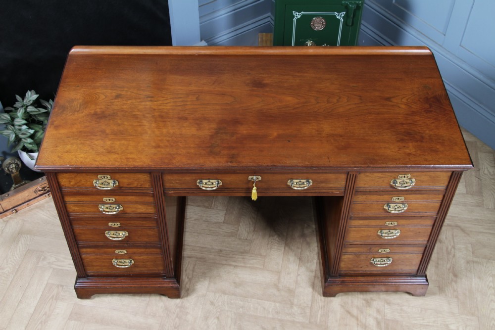 Antique Late Victorian Twin Pedestal Walnut Clerk's Desk C1880 View XIII