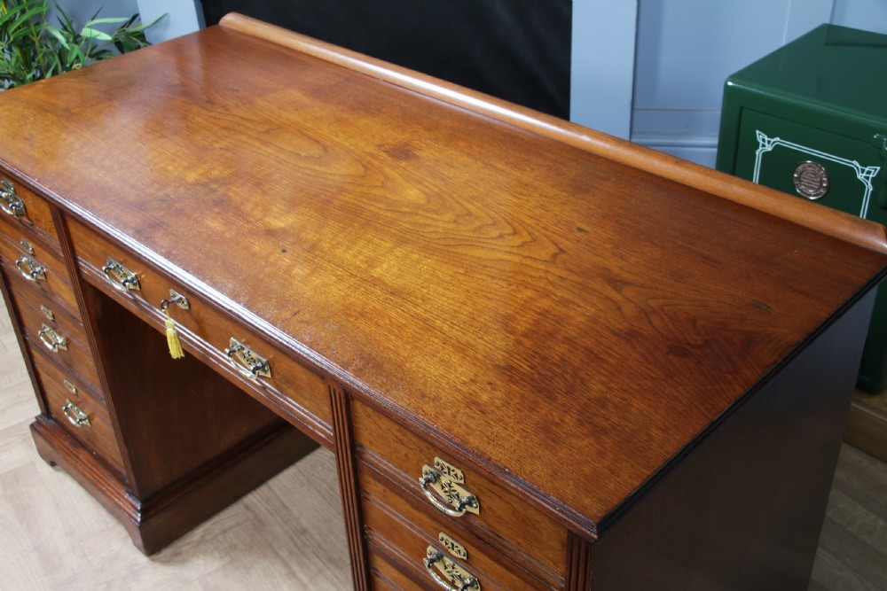Antique Late Victorian Twin Pedestal Walnut Clerk's Desk C1880 View XVII
