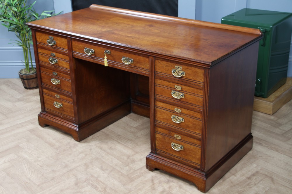 Antique Late Victorian Twin Pedestal Walnut Clerk's Desk C1880 View XVIII