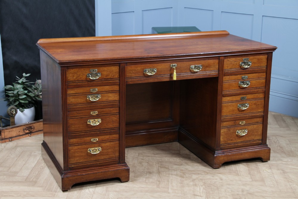 Antique Late Victorian Twin Pedestal Walnut Clerk's Desk C1880 View XXIII