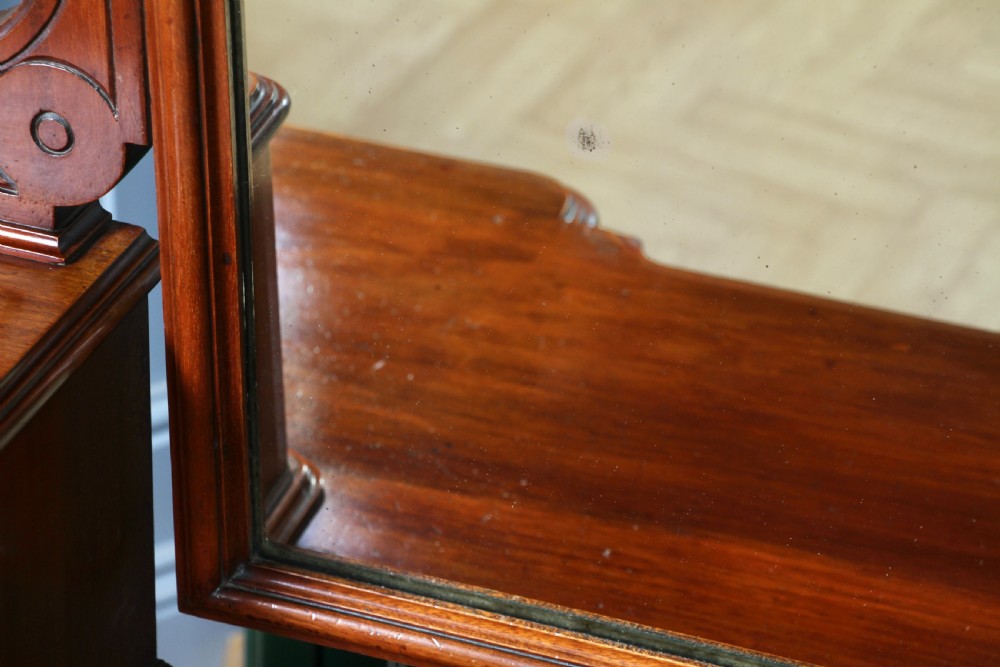 Antique Victorian Mahogany Grand Breakfront Pedestal Dressing Table With Mirror C1870 View XV