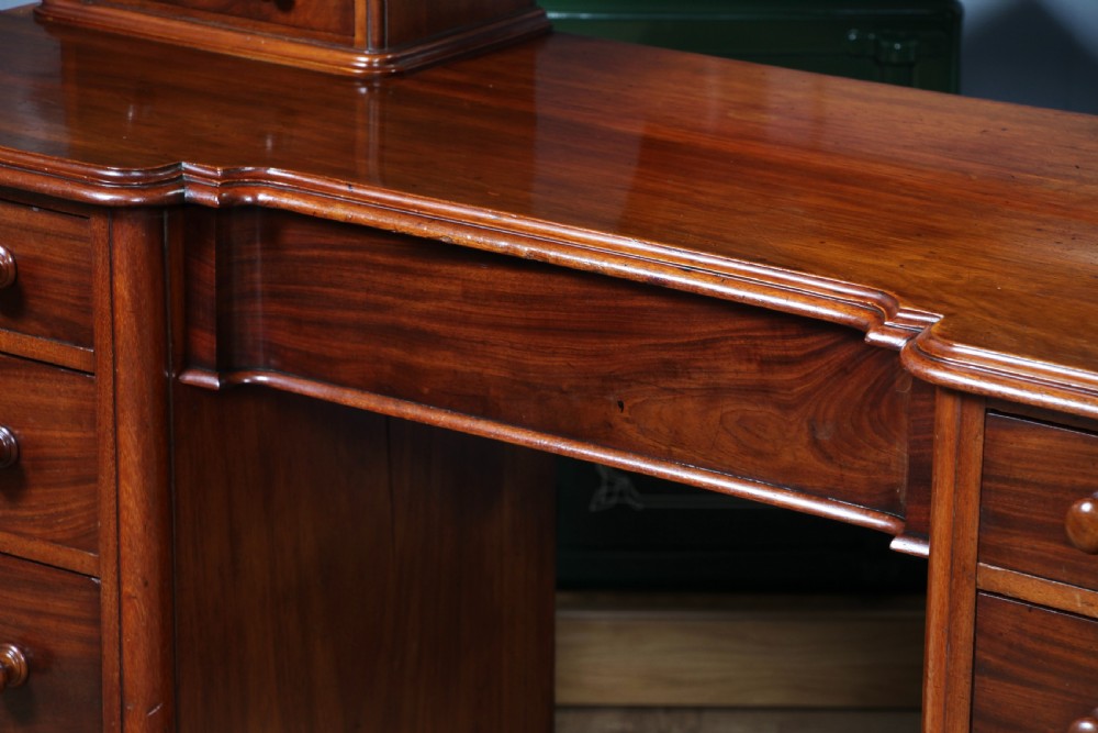 Antique Victorian Mahogany Grand Breakfront Pedestal Dressing Table With Mirror C1870 View XVI