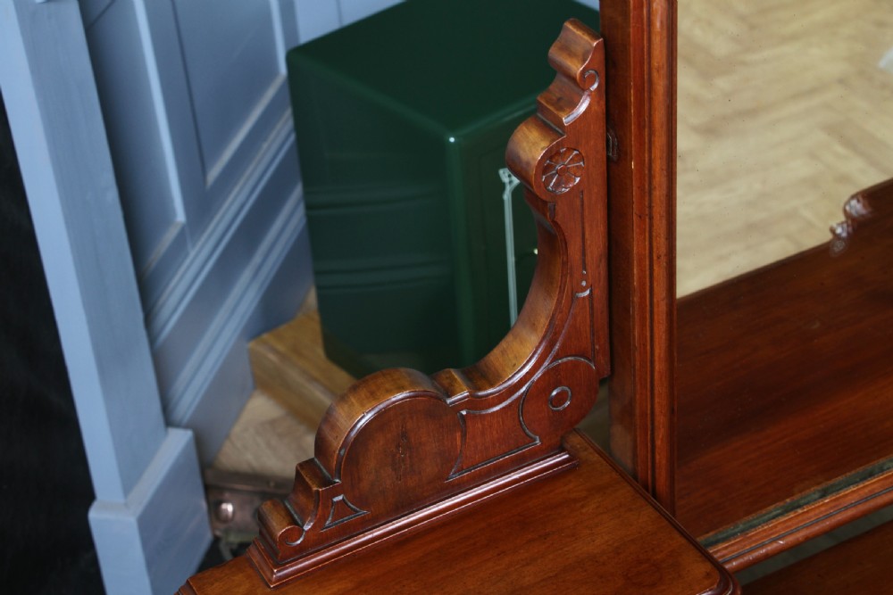Antique Victorian Mahogany Grand Breakfront Pedestal Dressing Table With Mirror C1870 View XVIII
