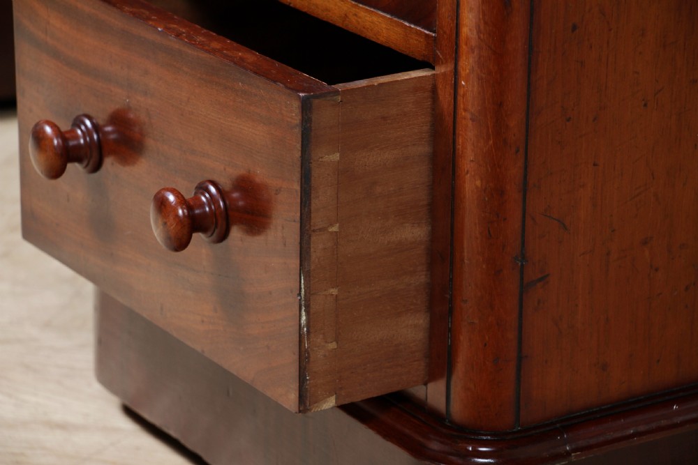 Antique Victorian Mahogany Grand Breakfront Pedestal Dressing Table With Mirror C1870 View XX