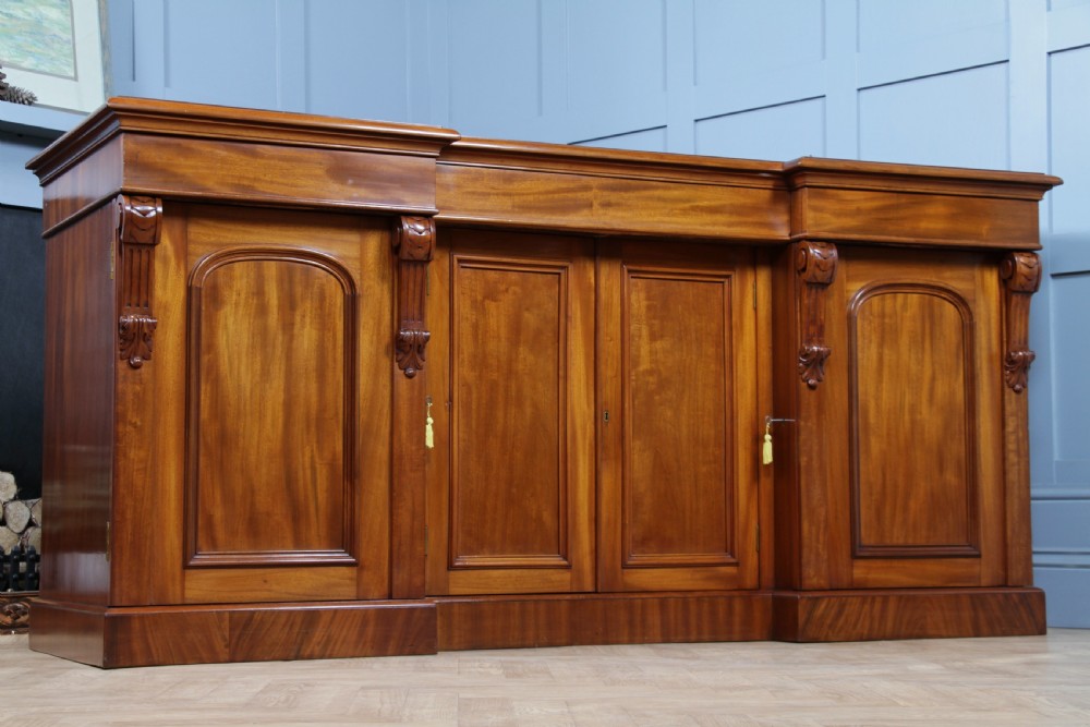 Outstanding Original Antique Victorian Grand 4 Door Blond Fiddleback Mahogany Breakfront Sideboard C1870 View VII