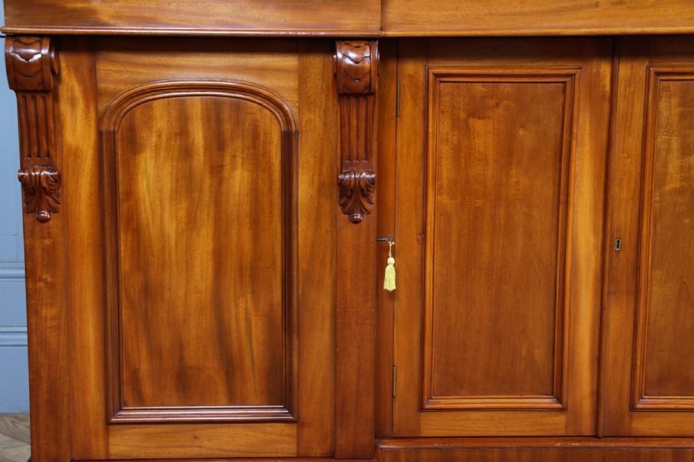 Outstanding Original Antique Victorian Grand 4 Door Blond Fiddleback Mahogany Breakfront Sideboard C1870 View XI