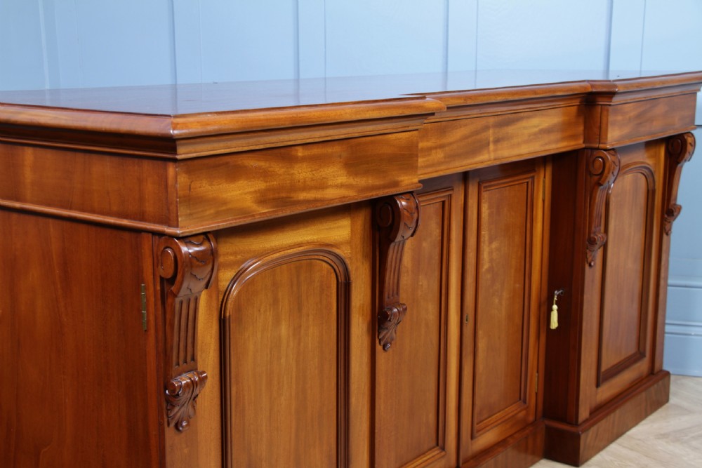 Outstanding Original Antique Victorian Grand 4 Door Blond Fiddleback Mahogany Breakfront Sideboard C1870 View XV