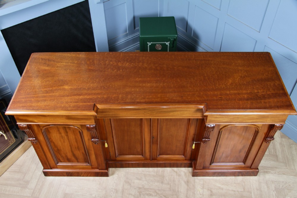 Outstanding Original Antique Victorian Grand 4 Door Blond Fiddleback Mahogany Breakfront Sideboard C1870 View XVII