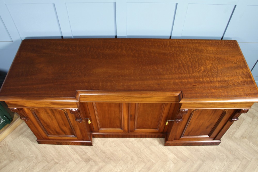 Outstanding Original Antique Victorian Grand 4 Door Blond Fiddleback Mahogany Breakfront Sideboard C1870 View XVIII