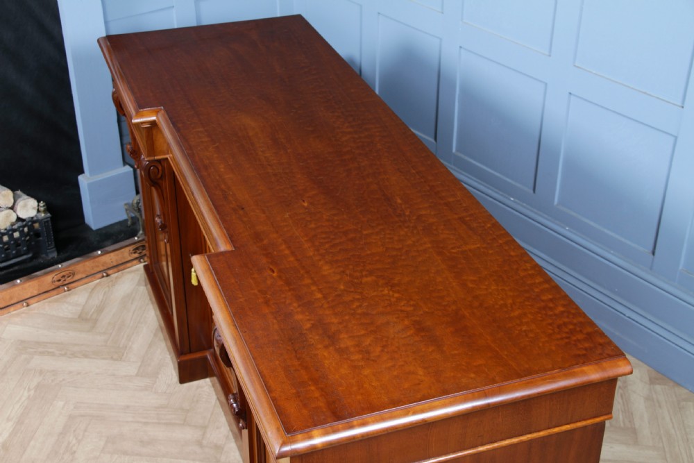Outstanding Original Antique Victorian Grand 4 Door Blond Fiddleback Mahogany Breakfront Sideboard C1870 View XIX