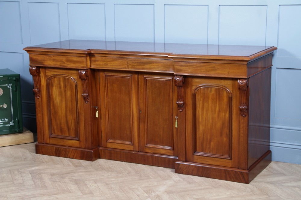 Outstanding Original Antique Victorian Grand 4 Door Blond Fiddleback Mahogany Breakfront Sideboard C1870 View XXIII
