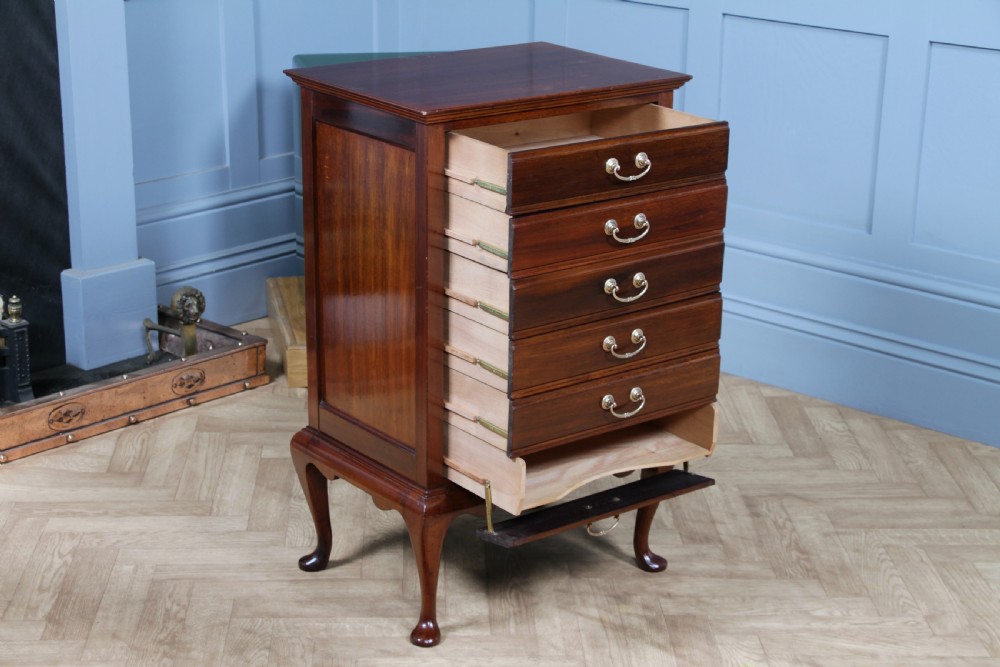Antique Edwardian Mahogany Music Sheet Cabinet Chest of 6 Drop Front Drawers View III