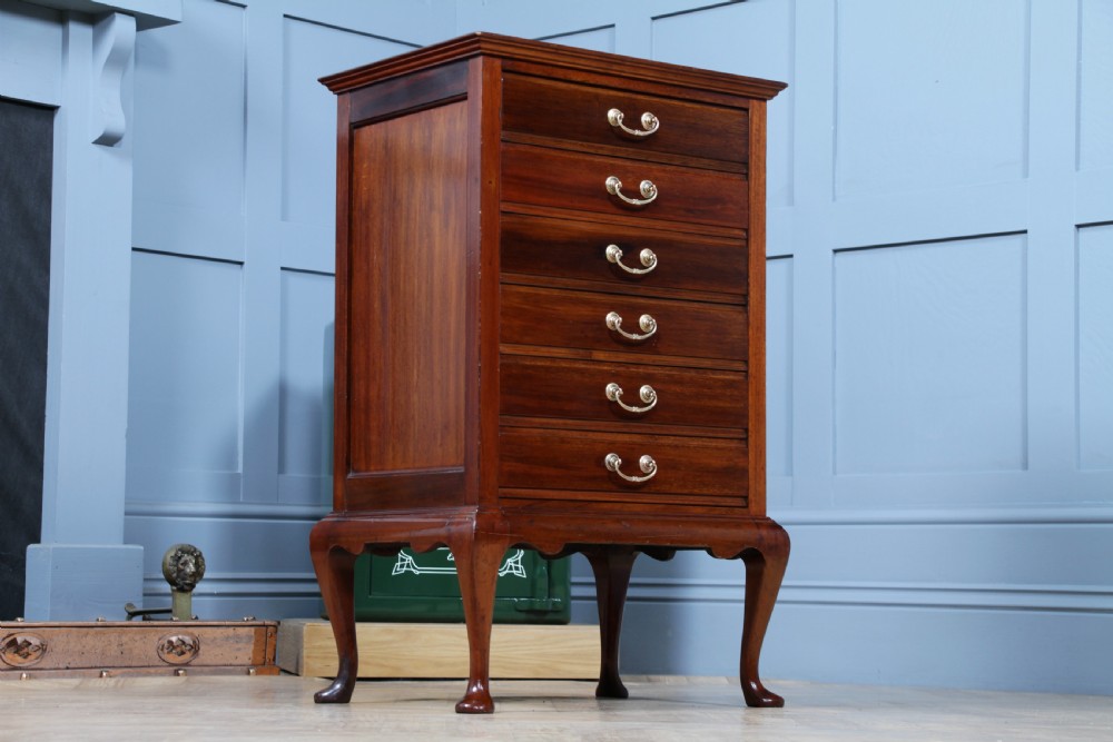 Antique Edwardian Mahogany Music Sheet Cabinet Chest of 6 Drop Front Drawers View V