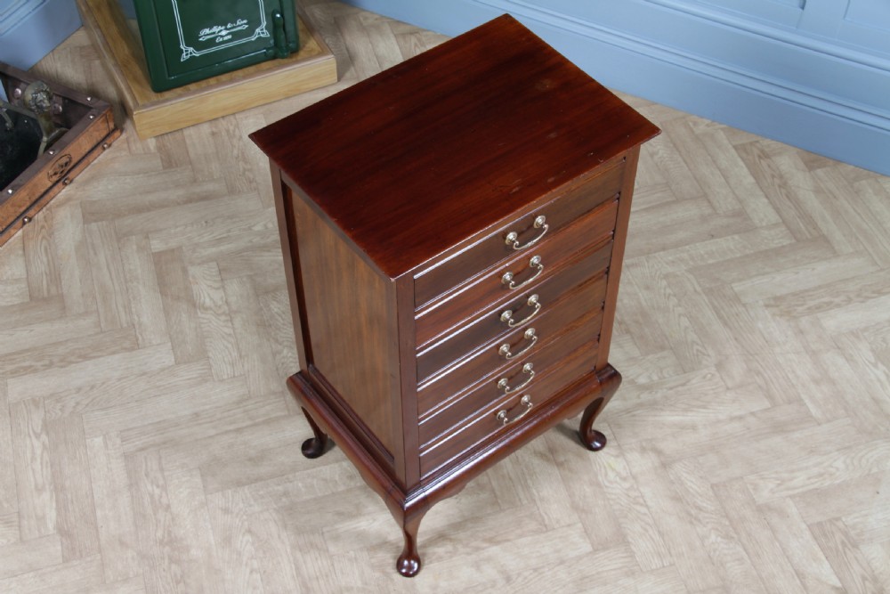 Antique Edwardian Mahogany Music Sheet Cabinet Chest of 6 Drop Front Drawers View XII