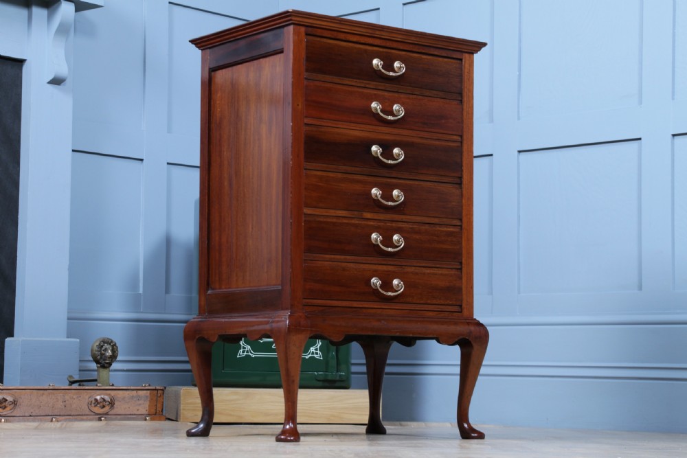 Antique Edwardian Mahogany Music Sheet Cabinet Chest of 6 Drop Front Drawers View XIII
