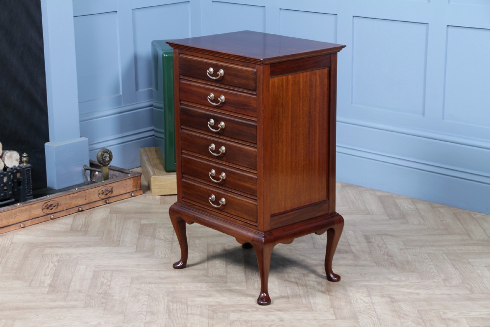 Antique Edwardian Mahogany Music Sheet Cabinet Chest of 6 Drop Front Drawers View XIV