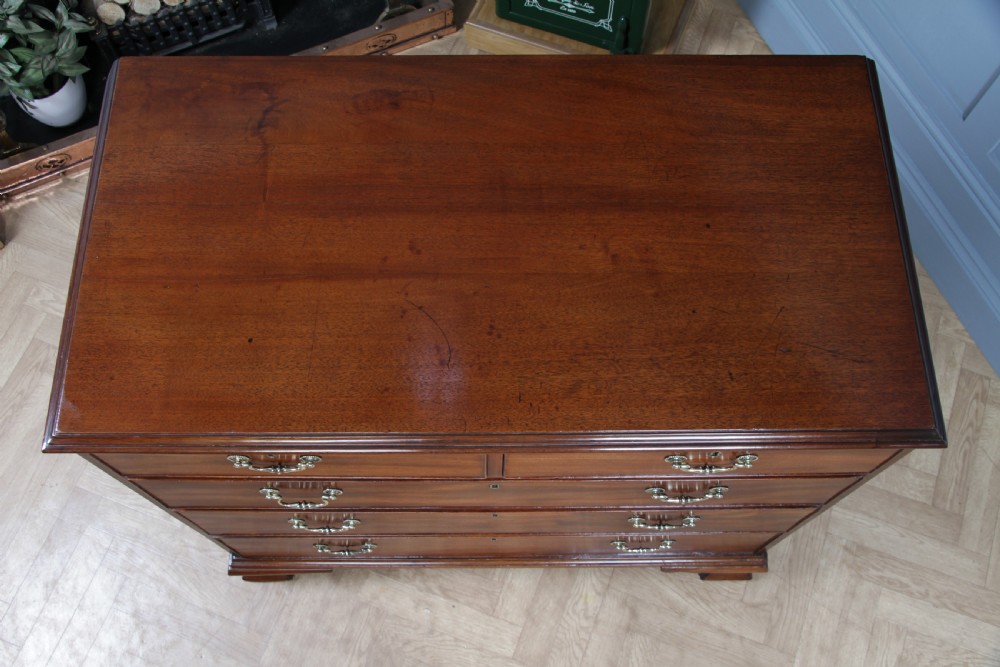 Original Antique Georgian Flame Grain Mahogany Chest Bank of 5 Drawers Restored View VIII