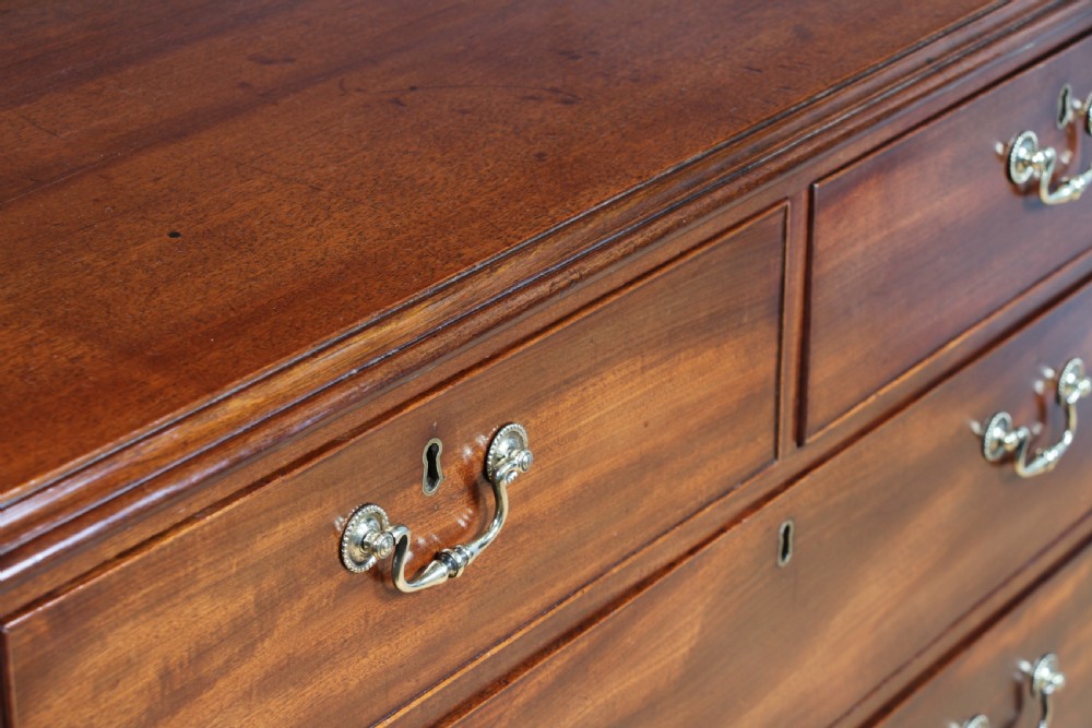 Original Antique Georgian Flame Grain Mahogany Chest Bank of 5 Drawers Restored View IX