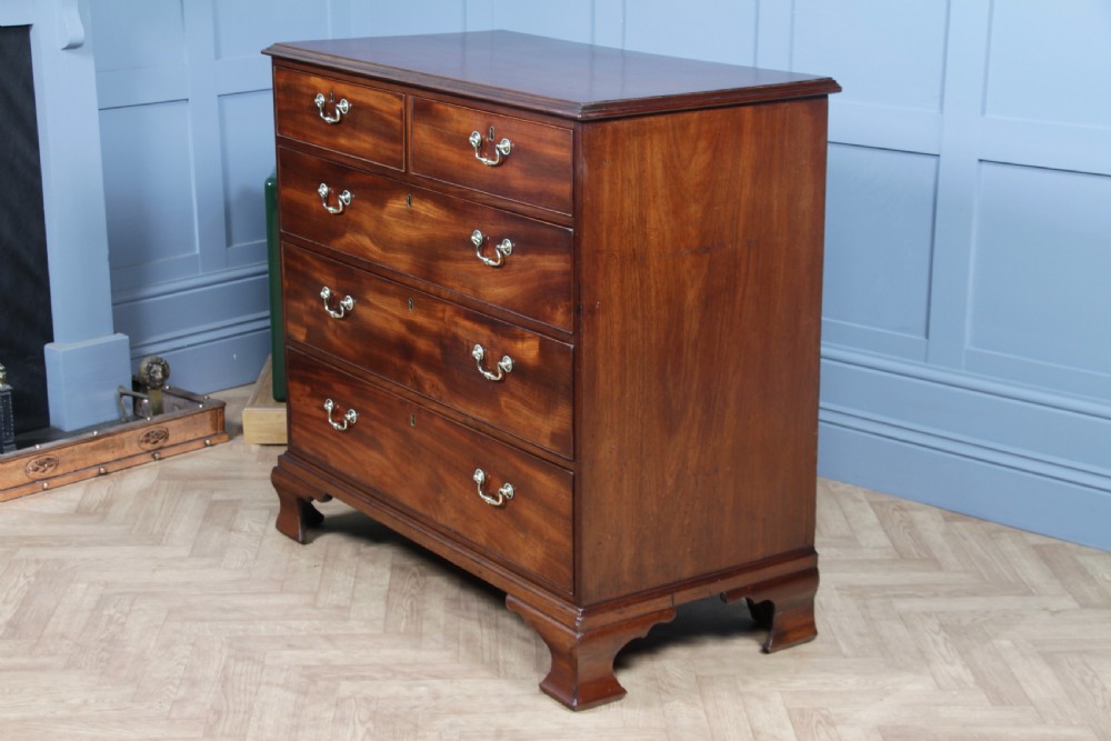 Original Antique Georgian Flame Grain Mahogany Chest Bank of 5 Drawers Restored View XII
