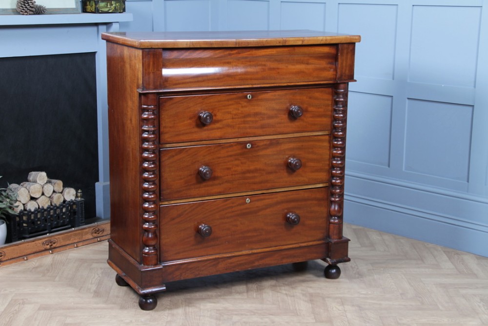 Original Antique Victorian Moderately Sized Mahogany Scottish Chest of 4 Drawers
