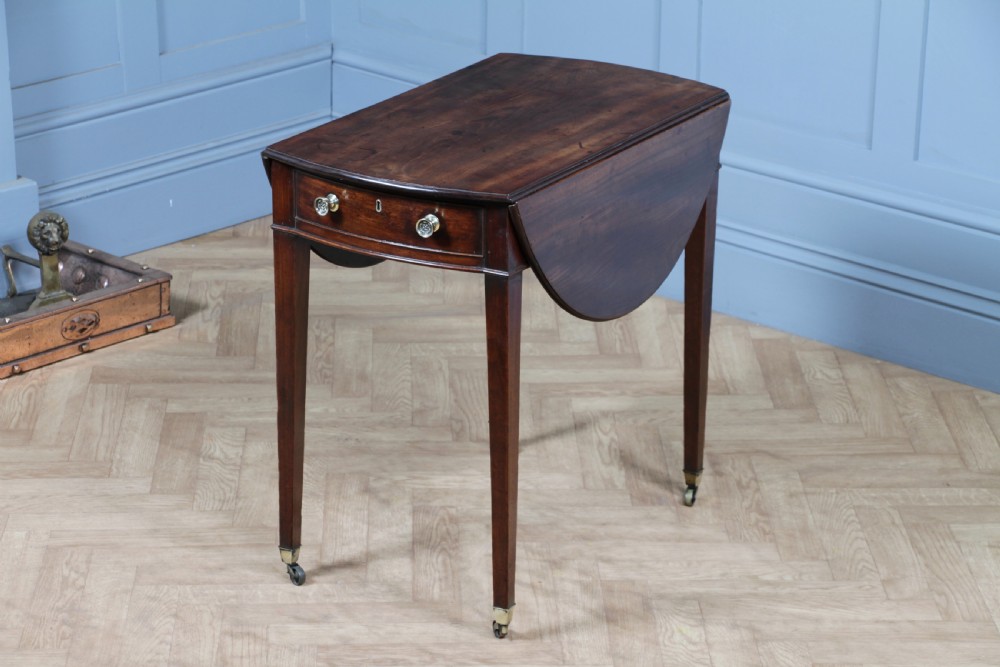 Georgian Solid Mahogany Small Drop Leaf Pembroke Occasional Table With Drawer View III