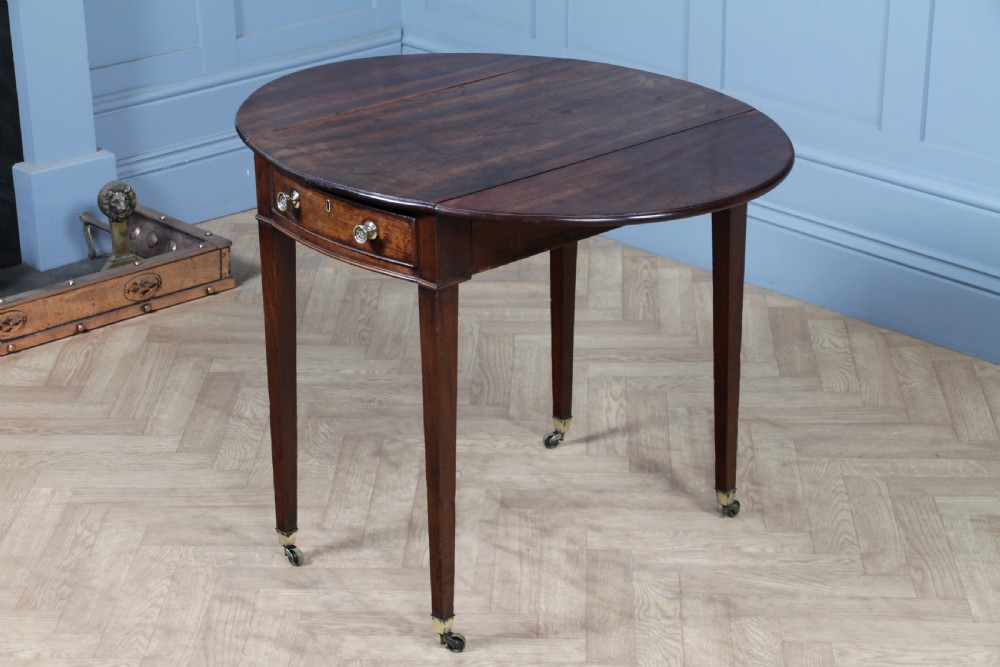 Georgian Solid Mahogany Small Drop Leaf Pembroke Occasional Table With Drawer View IV