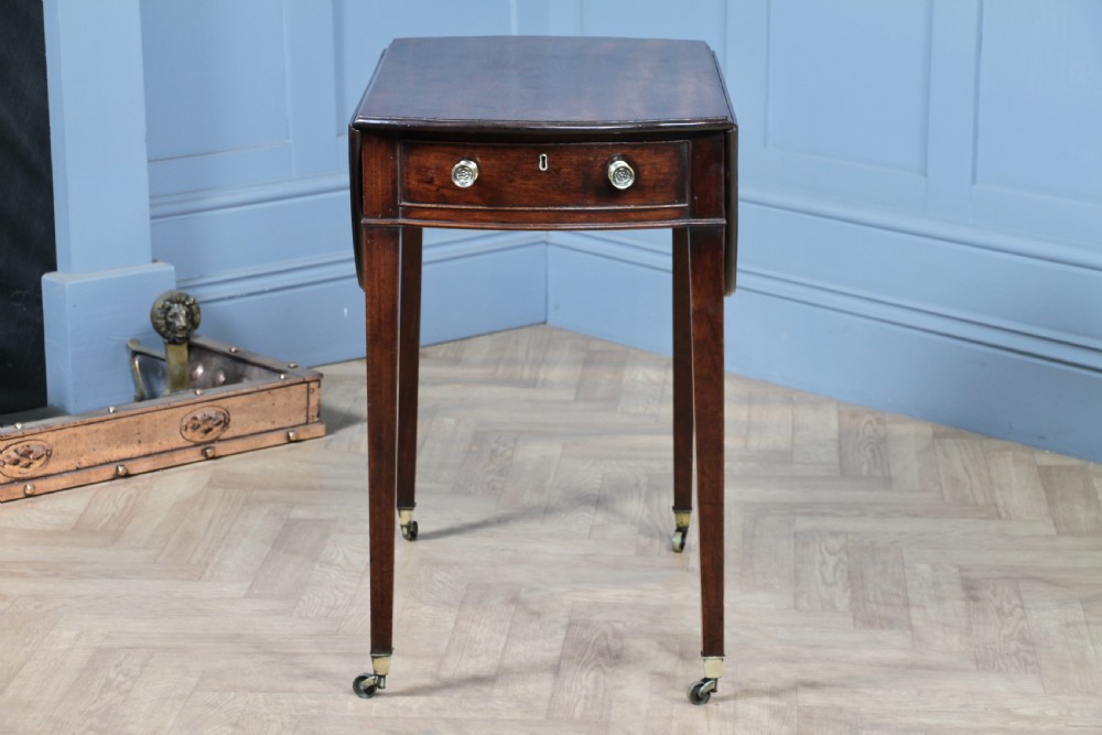 Georgian Solid Mahogany Small Drop Leaf Pembroke Occasional Table With Drawer View VI