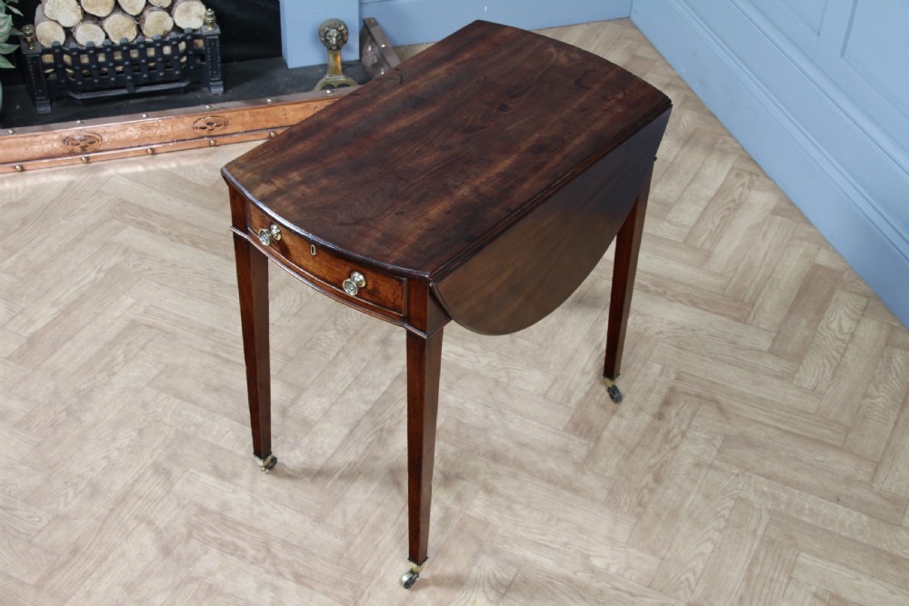 Georgian Solid Mahogany Small Drop Leaf Pembroke Occasional Table With Drawer View VII