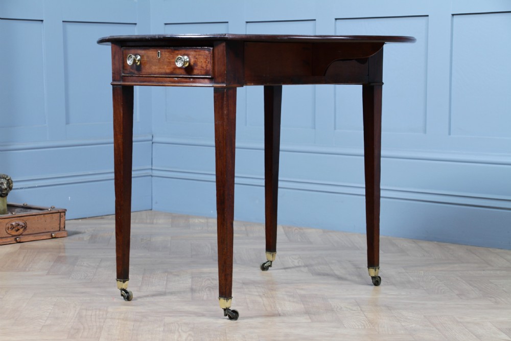 Georgian Solid Mahogany Small Drop Leaf Pembroke Occasional Table With Drawer View IX