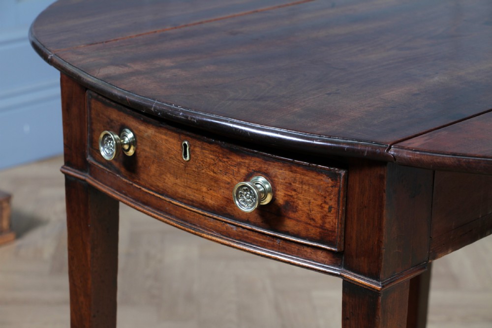 Georgian Solid Mahogany Small Drop Leaf Pembroke Occasional Table With Drawer View X
