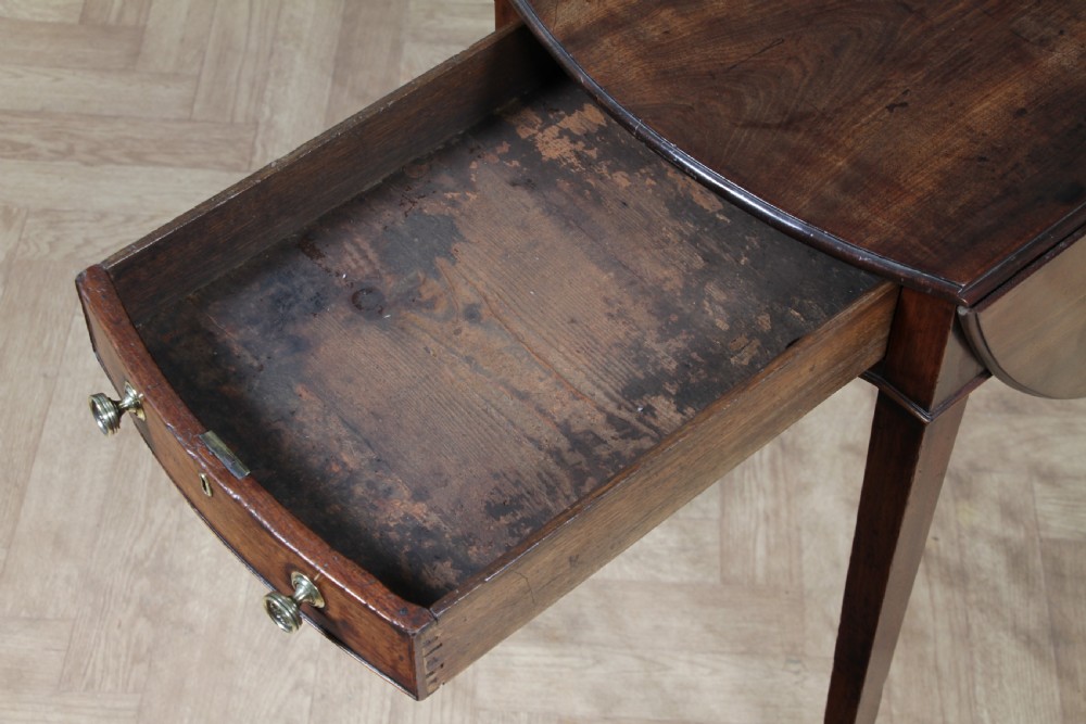 Georgian Solid Mahogany Small Drop Leaf Pembroke Occasional Table With Drawer View XII