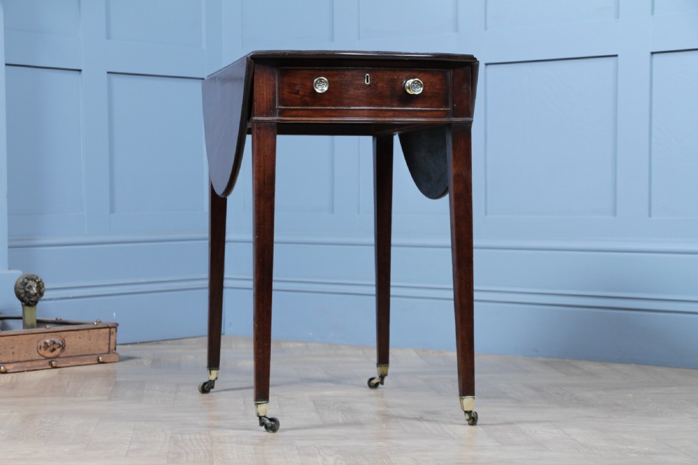 Georgian Solid Mahogany Small Drop Leaf Pembroke Occasional Table With Drawer View XVI