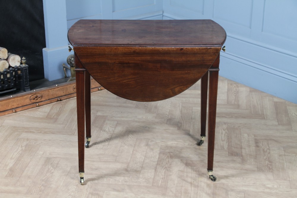 Georgian Solid Mahogany Small Drop Leaf Pembroke Occasional Table With Drawer View XVII