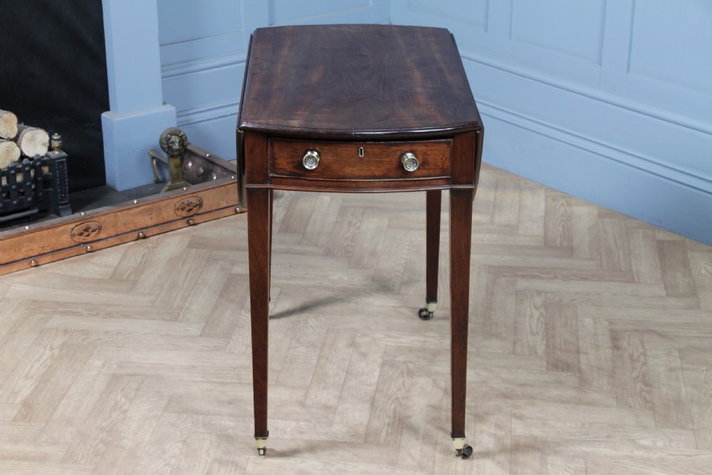 Georgian Solid Mahogany Small Drop Leaf Pembroke Occasional Table With Drawer View XVIII