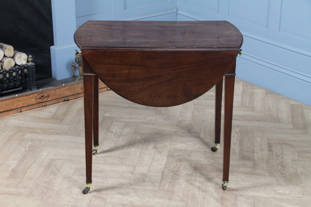 Georgian Solid Mahogany Small Drop Leaf Pembroke Occasional Table With Drawer View XIX