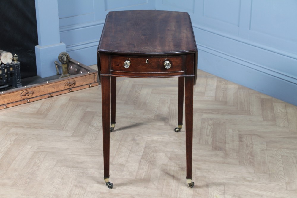 Georgian Solid Mahogany Small Drop Leaf Pembroke Occasional Table With Drawer View XX