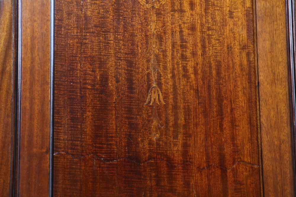 Original Antique Edwardian Inlaid Mahogany Double Wardrobe With Drawers, Mirrors View VIII