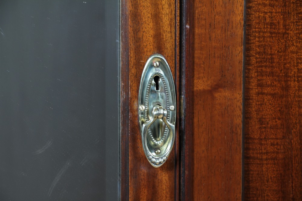 Original Antique Edwardian Inlaid Mahogany Double Wardrobe With Drawers, Mirrors View XIII