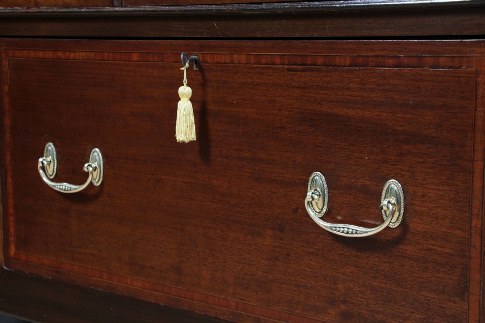 Original Antique Edwardian Inlaid Mahogany Double Wardrobe With Drawers, Mirrors View XX