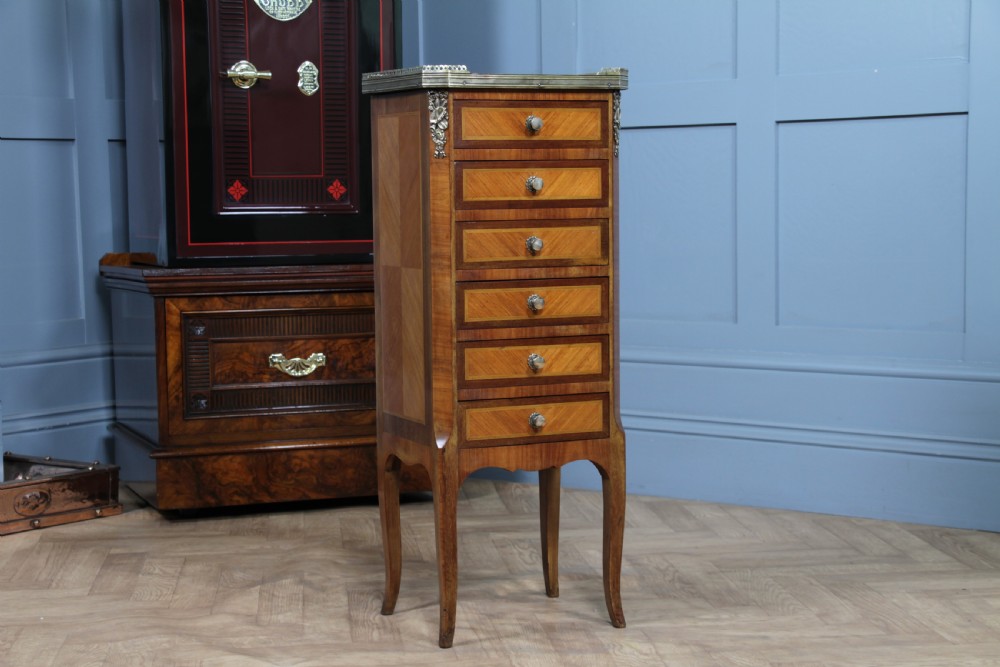 Small Antique French Louis XVI Inlaid Kingwood 6 Drawer Chest Lingerie Semanier View VI