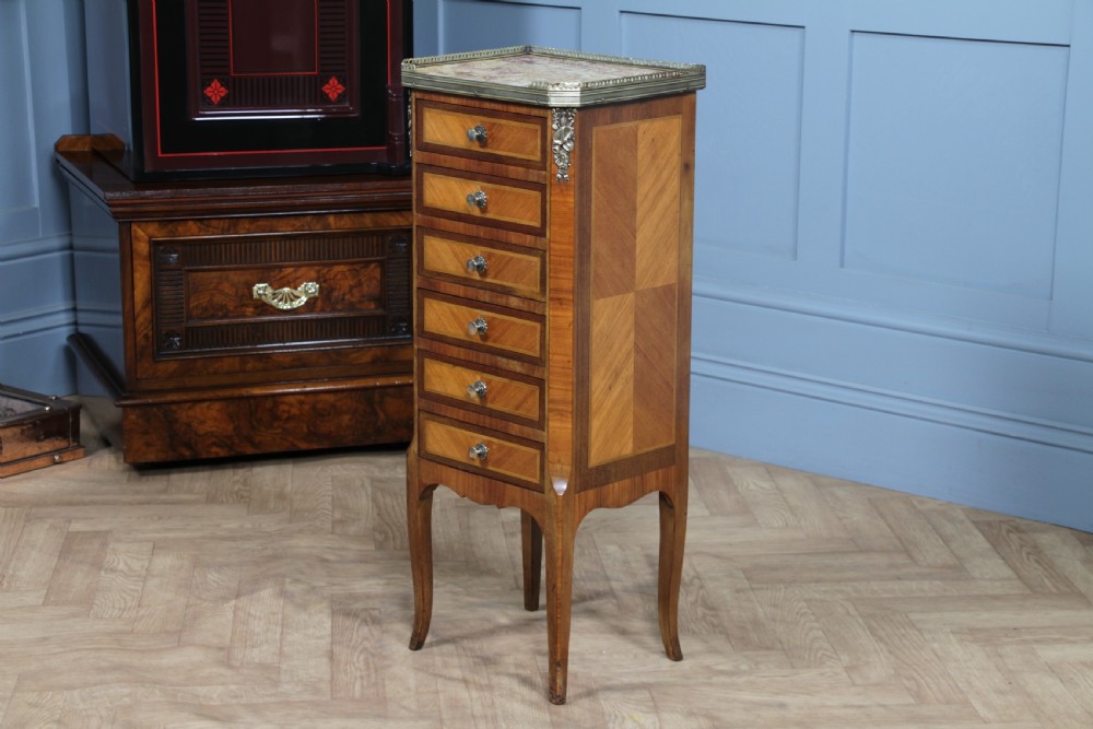 Small Antique French Louis XVI Inlaid Kingwood 6 Drawer Chest Lingerie Semanier View X