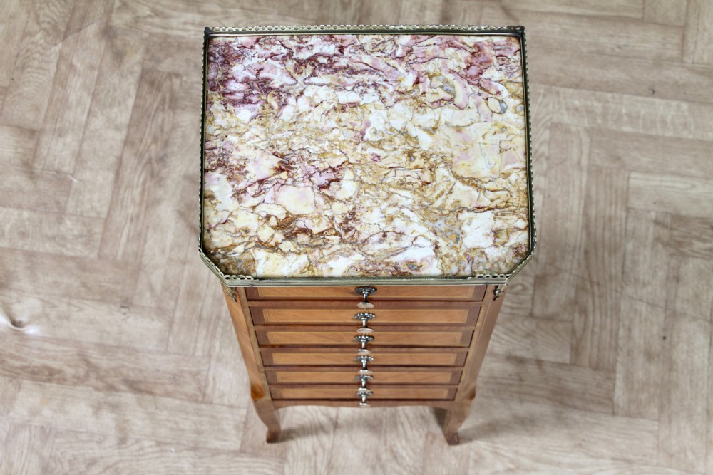 Small Antique French Louis XVI Inlaid Kingwood 6 Drawer Chest Lingerie Semanier View XII