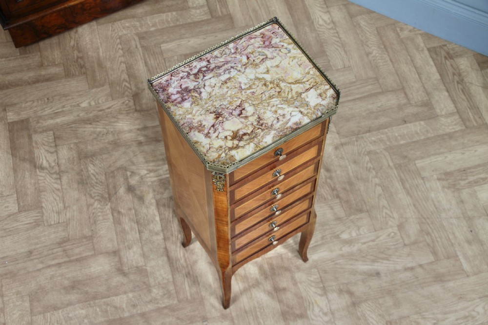 Small Antique French Louis XVI Inlaid Kingwood 6 Drawer Chest Lingerie Semanier View XVIII