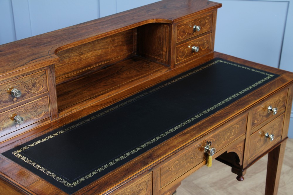 Edwardian Rosewood Inlaid Satinwood Marquetry Ladies Writing Desk View III