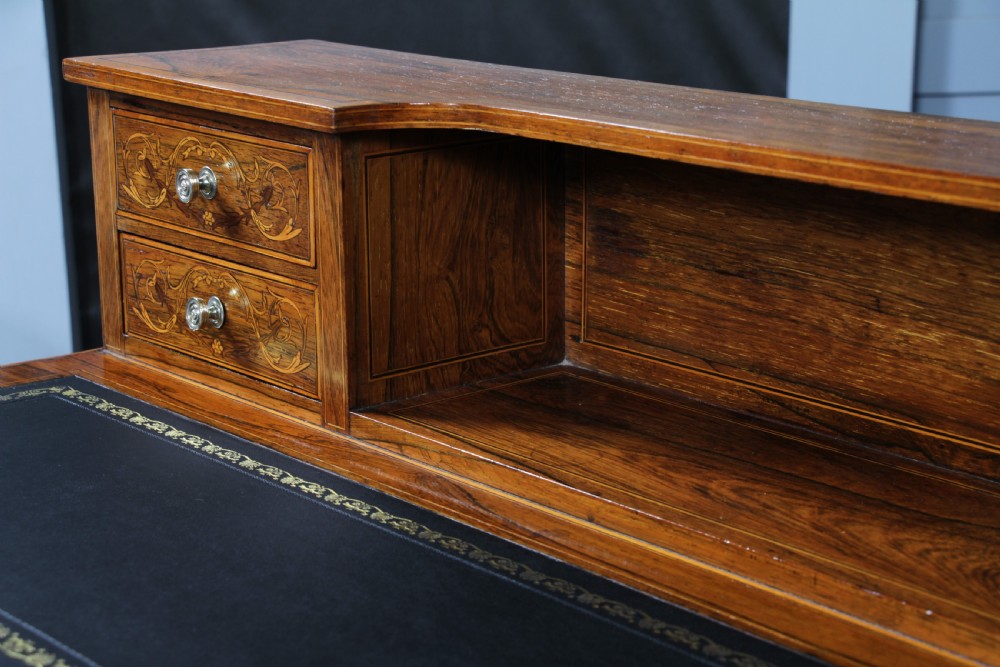 Edwardian Rosewood Inlaid Satinwood Marquetry Ladies Writing Desk View XIII